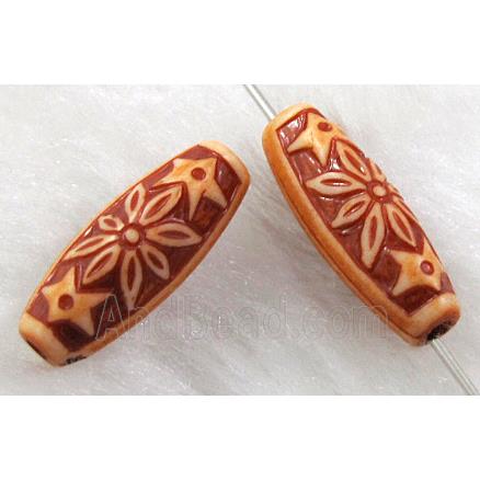 antique red plastic beads, barrel