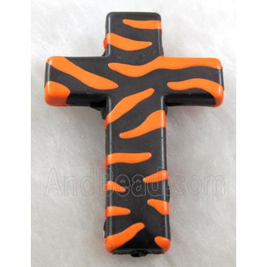 Zebra Resin Cross Beads Orange