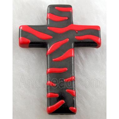 Zebra Resin Cross Beads Red