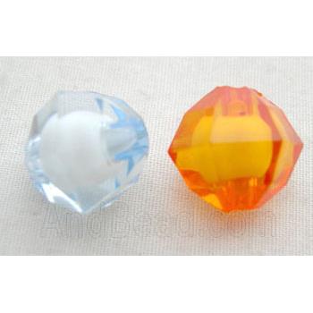 Acrylic Beads, faceted round, mixed color