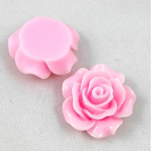 resin bead, rose, flat back
