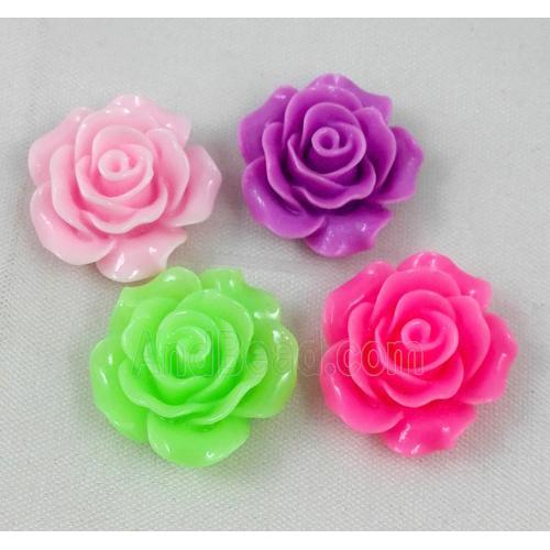 resin bead, rose, flat back