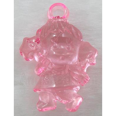 Acrylic pendant, angel, pink