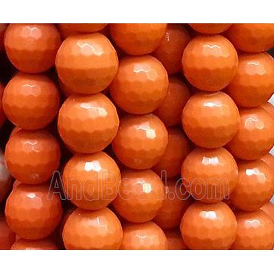 resin & stone bead, faceted round, orange