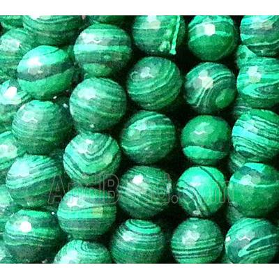 resin & stone bead, faceted round, green, stripe