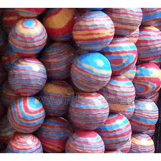 resin & stone bead, faceted round, stripe