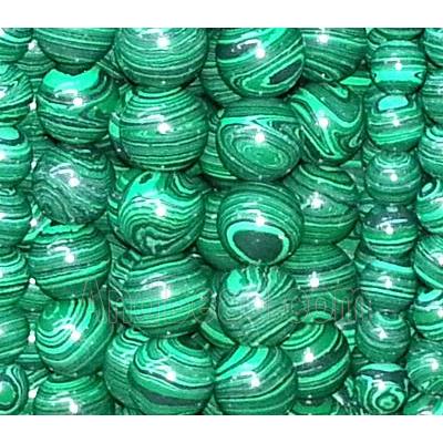 resin & stone beads, round, stripe, green