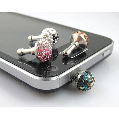 Earphone Jack Dust Cap Plug, fimo with mideast rhinestone, mixed