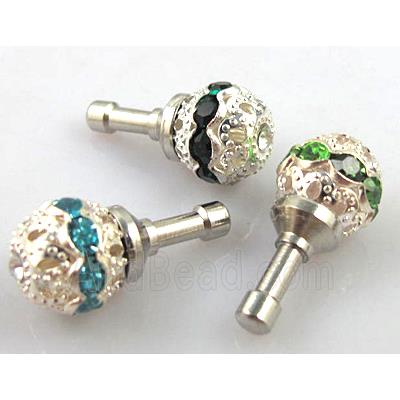 Earphone Jack Dust Cap Plug, fimo with mideast rhinestone