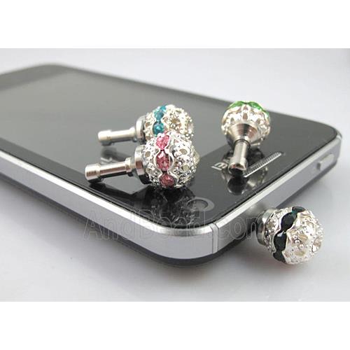 Earphone Jack Dust Cap Plug, fimo with mideast rhinestone