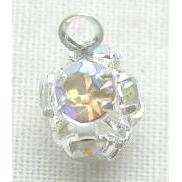 AB-Color Middle East Rhinestone Pendant, round ball, silver plated