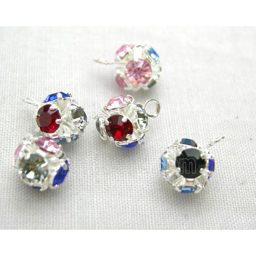 deep-blue Middle East Rhinestone Pendant, round ball, silver plated