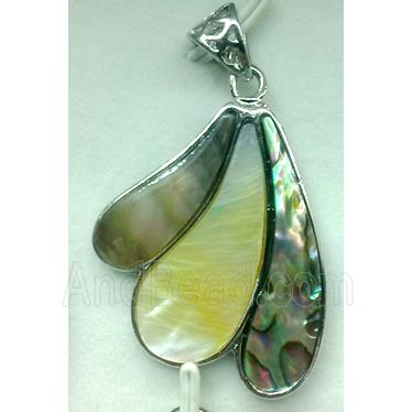 Paua Abalone shell pendant, scalewing, mixed