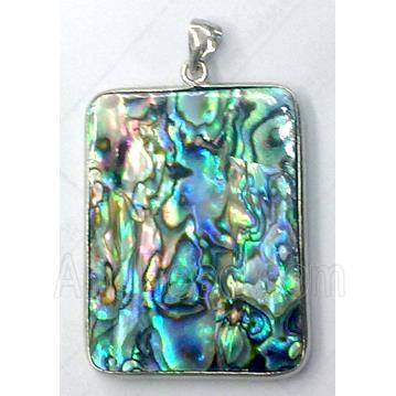 Paua Abalone shell pendant, rectangle, mxied