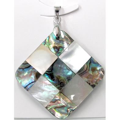 Paua Abalone shell pendant, square, mxied