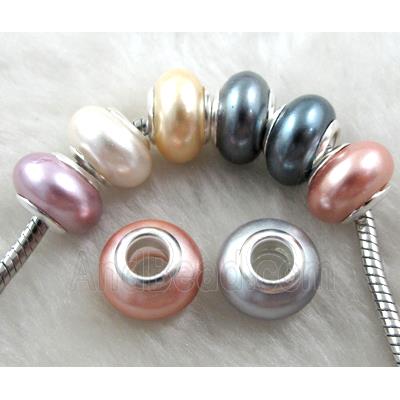 pearlized shell beads, rondelle, mixed color