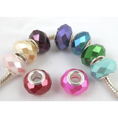 pearlized shell beads, faceted rondelle, mixed color