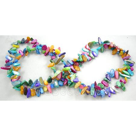 32 inches strin gof freshwater shell beads, chip, freeform, mixed color