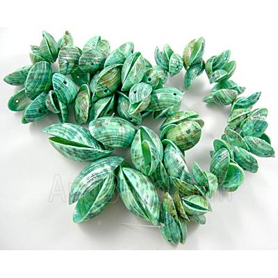 Conch Beads, blue, dyed