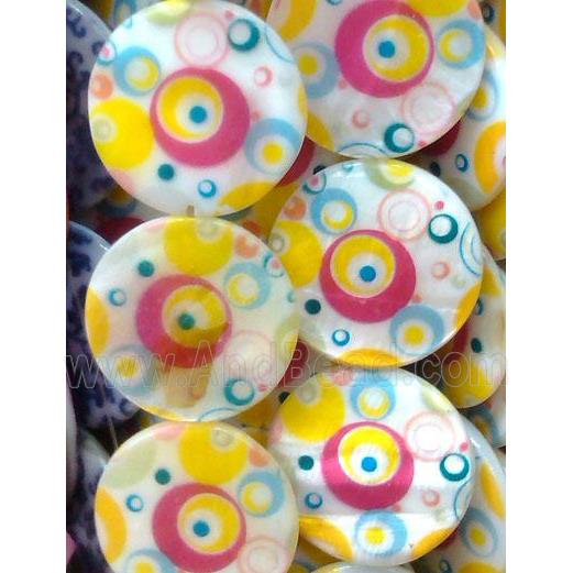 graphical Shell Beads, flat round