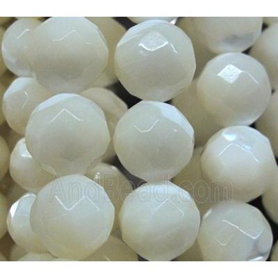 white mother of pearl beads, faceted round