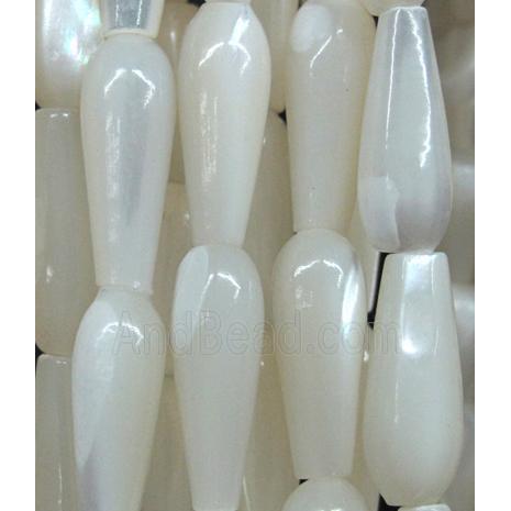 white mother of pearl bead, teardrop