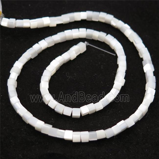 white mother of pearl beads, shell cube