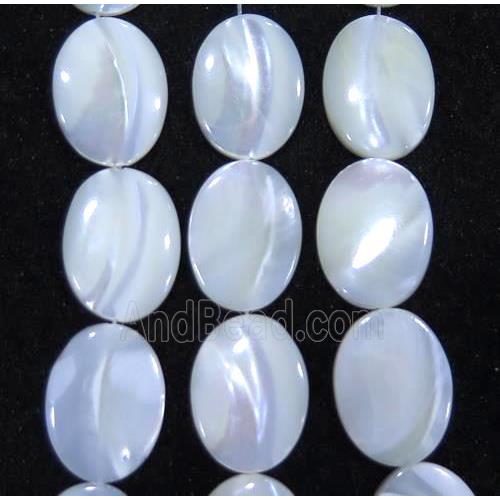white mother of pearl bead, flat-oval