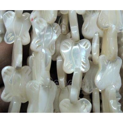 white mother of pearl bead, butterfly