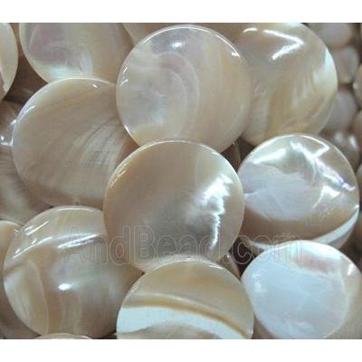 mother of pearl bead, flat round