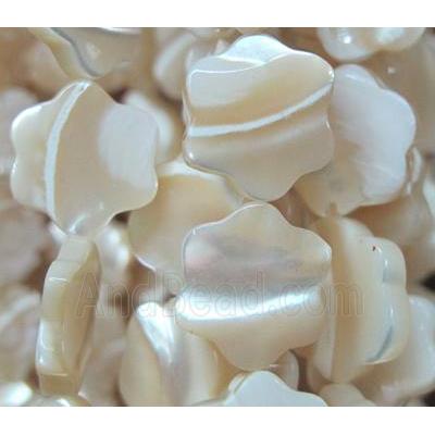 white mother of pearl bead, flower