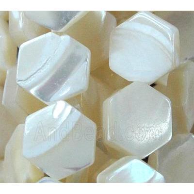 White MOP Shell Hexagon Beads