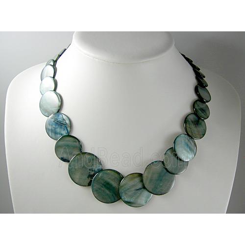 17 inches of freshwater shell necklace, grey