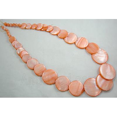 17 inches of freshwater shell necklace, pink