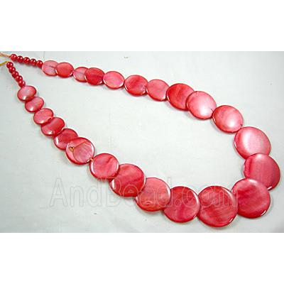17 inches of freshwater shell necklace, red