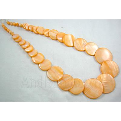 17 inches of freshwater shell necklace, orange