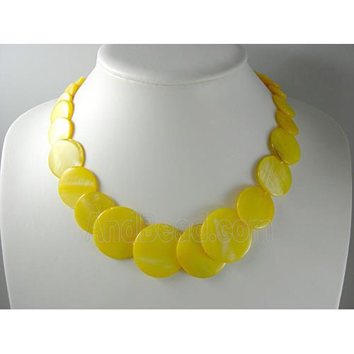 17 inches of freshwater shell necklace, yellow