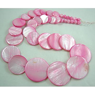 17 inches of freshwater shell necklace, hot-pink