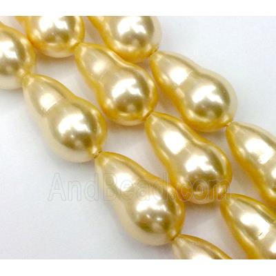 pearlized shell beads, Calabash charm, yellow