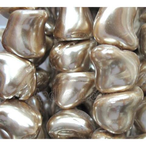 Pearlized Shell Beads, freeform, coffee