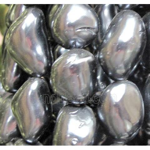 Pearlized Shell Beads, freeform, silver-grey