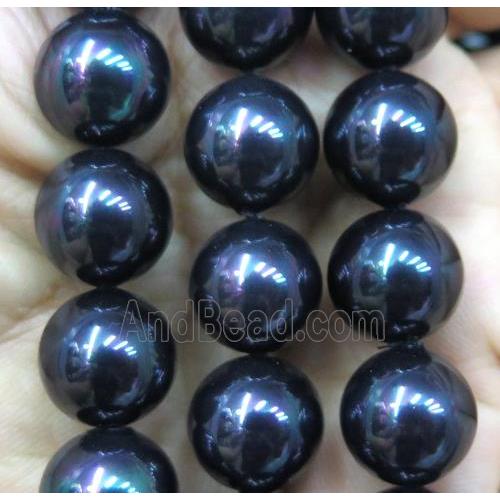 black Pearlized Shell Beads, round