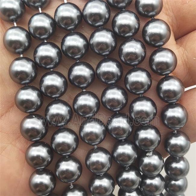 Deepgray Pearlized Shell Beads Smooth Round