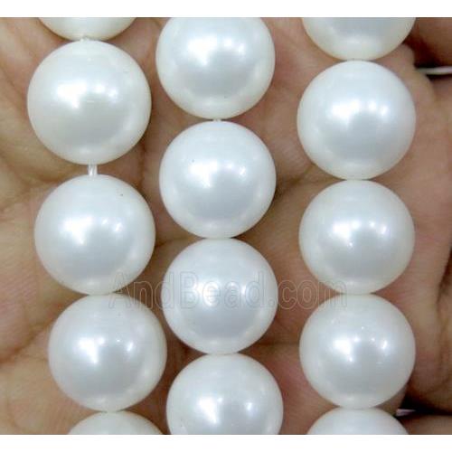 White Pearlized Shell Beads Smooth Round