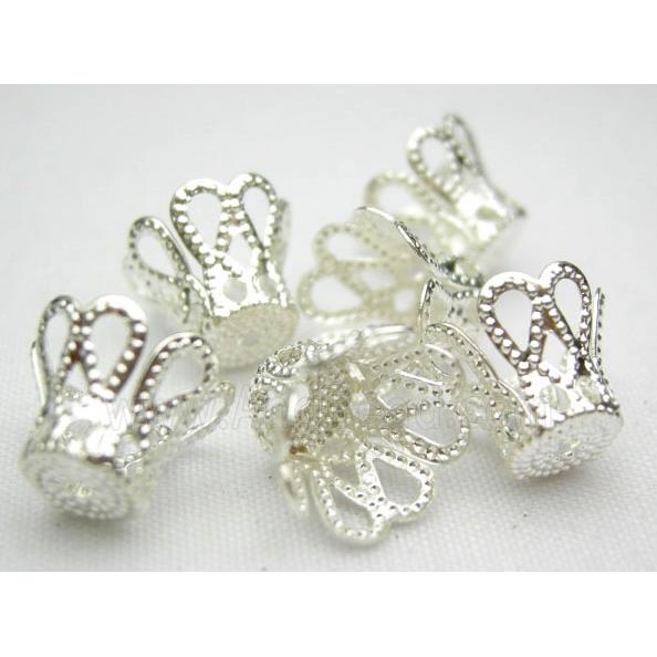 bead-caps, iron, silver plated