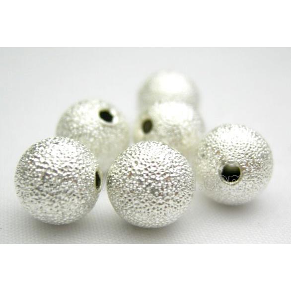 round stardust copper beads, corrugated, silver plated