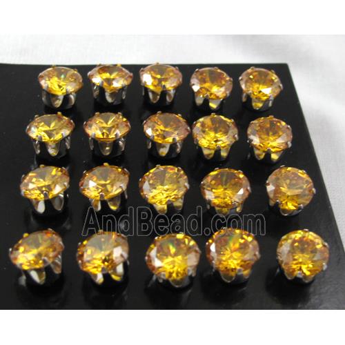 hypoallergenic Stainless steel earring with golden cubic zirconia