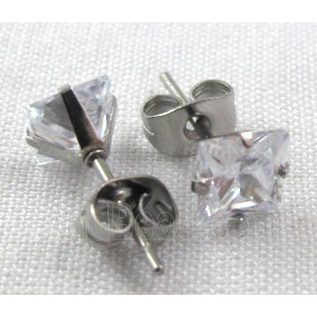 hypoallergenic Stainless steel earring with cubic zirconia, clear