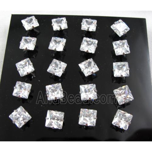 hypoallergenic Stainless steel earring with cubic zirconia, clear