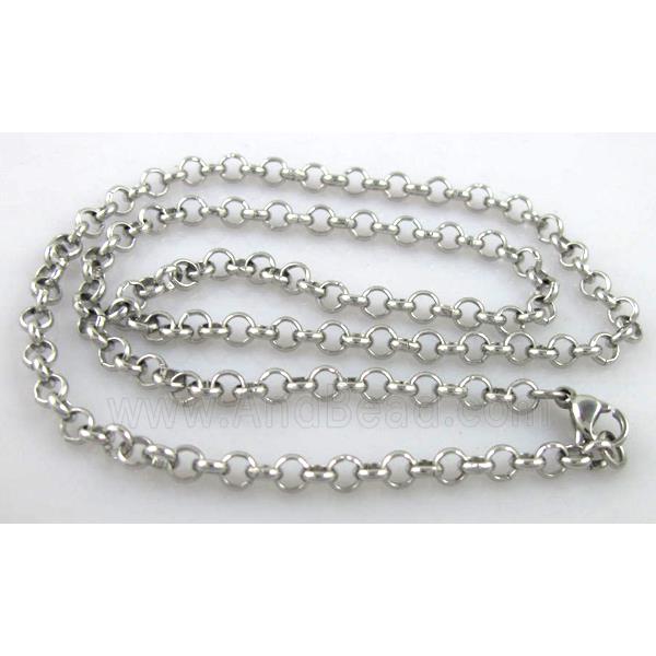 Stainless steel Necklace, platinum plated